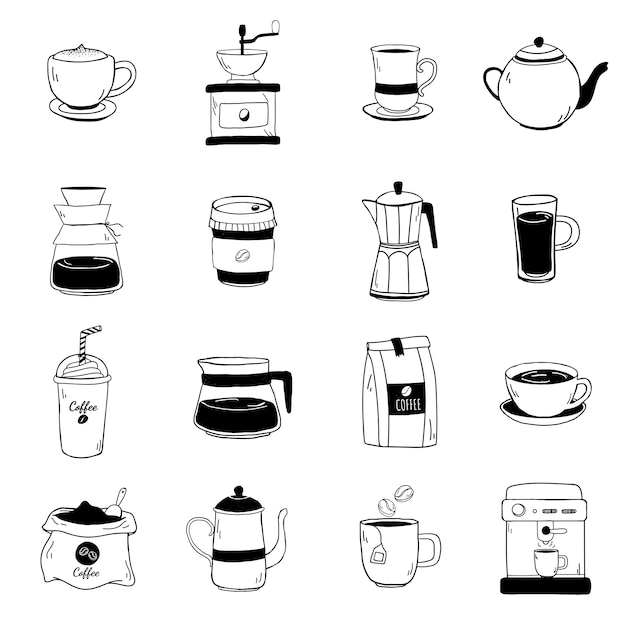 Free vector set of coffee shop icons vector