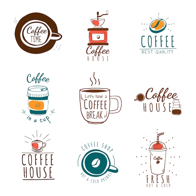 Set of coffee shop logos vector