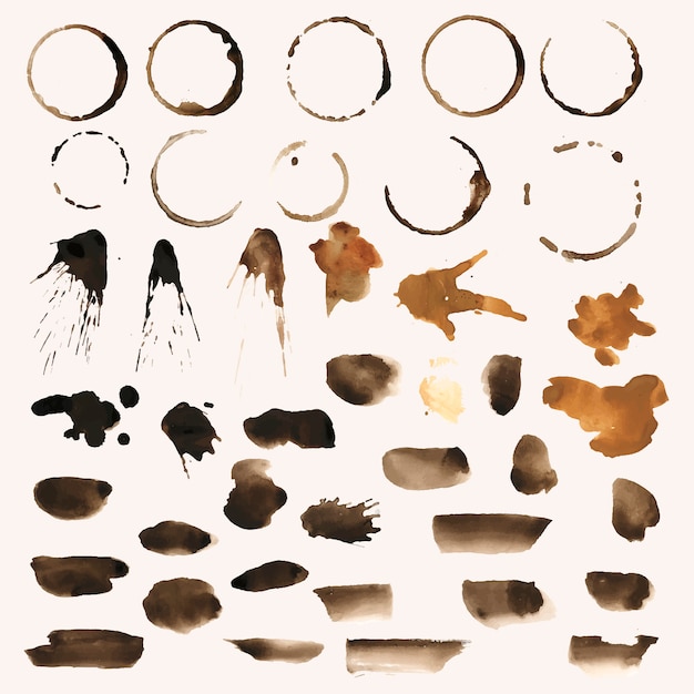 Set of coffee splatter stain vector