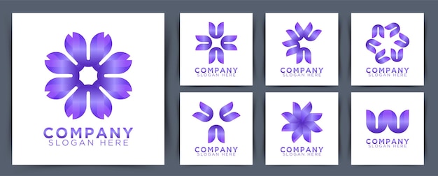 Free Vector set collection of flower family and people logo