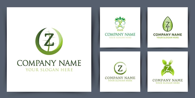 Free Vector set collection initial letter z monogram logo with leaf bowl seed logo design vector illustration