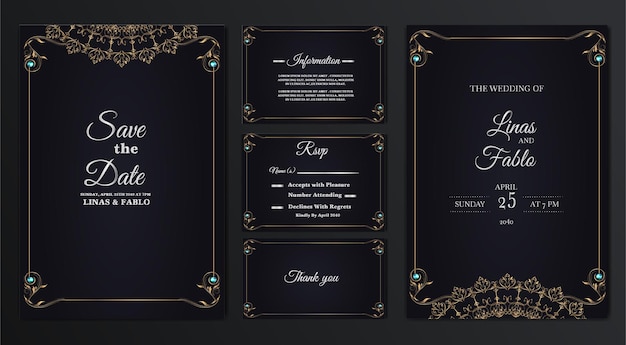 Set collection luxury wedding invitation card design