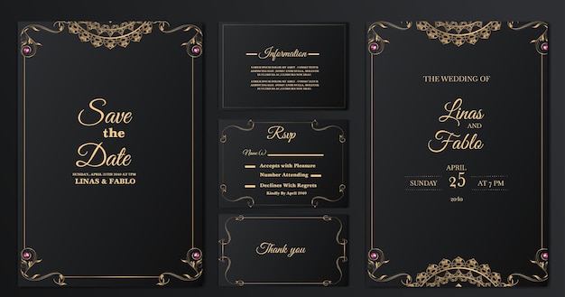 Free Vector set collection luxury wedding invitation card template design