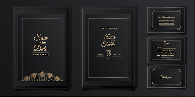 Set collection luxury wedding invitation card template design