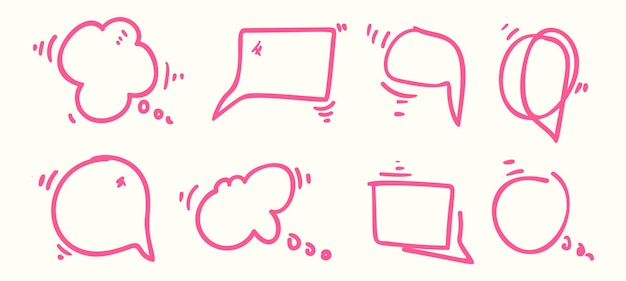 Set collection of speech bubble doodle art vector illustration