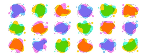 Free Vector set of color irregular liquid blobs or freeform organic abstract shapes