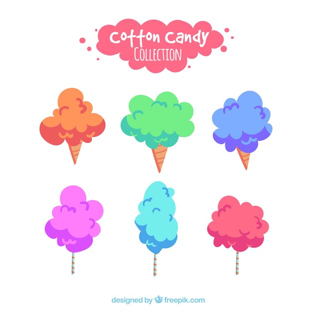 Set of colored cotton candy