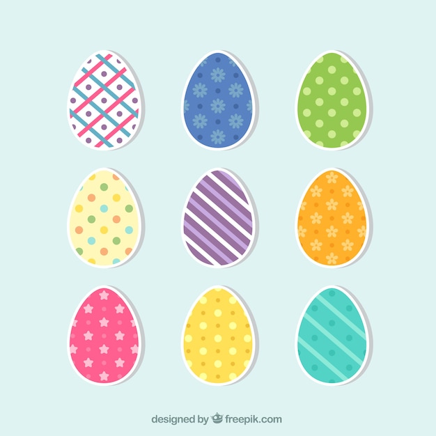 Set of colored easter egg stickers