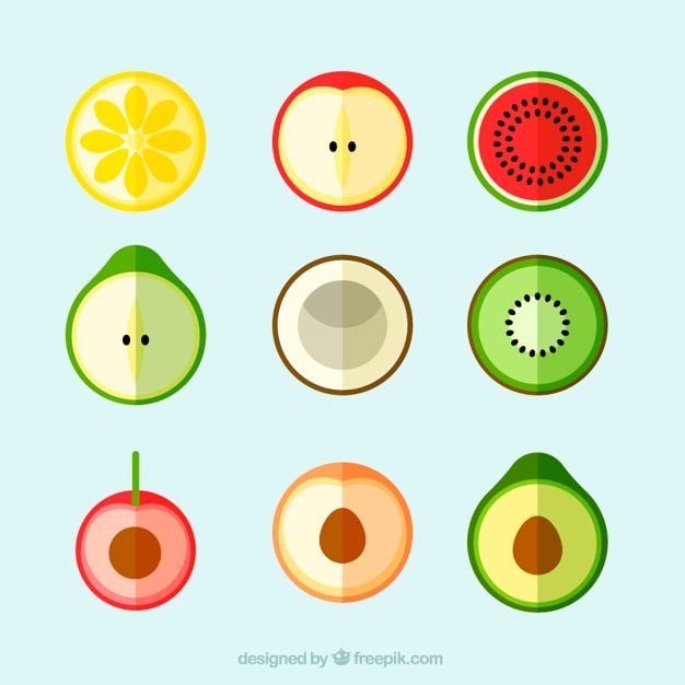 Free Vector set of colored exotic fruits