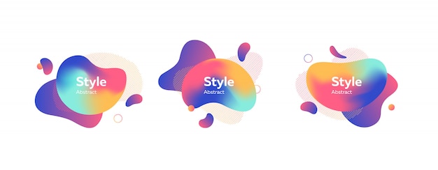 Set of colored liquid shape with splashes banner