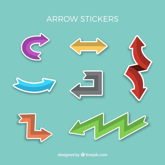 Set of colorful arrows to mark in flat style