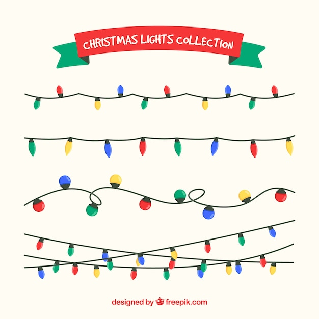 Free vector set of colorful christmas lights