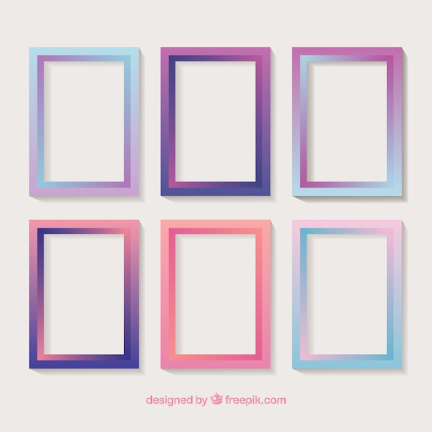 Set of colorful frames in gradient style