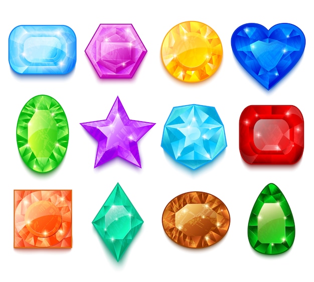 Set Of Colorful Gems