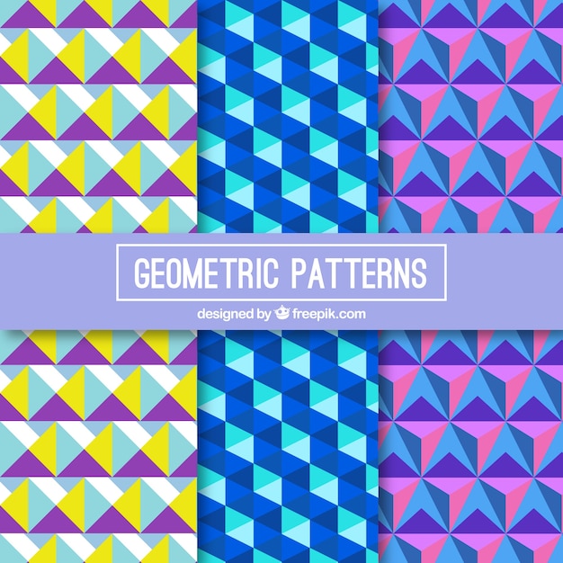 Free Vector set of colorful geometric patterns in flat design