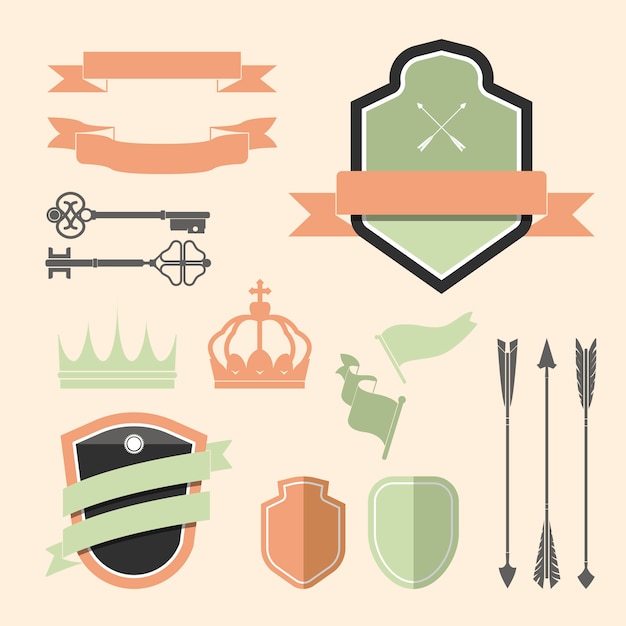 Free vector set of colorful label ornament vectors