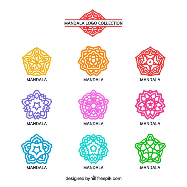 Set of colorful mandala logos