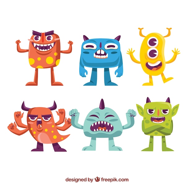 Free vector set of colorful monsters