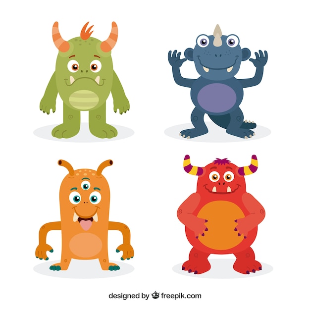 Set of colorful monsters 