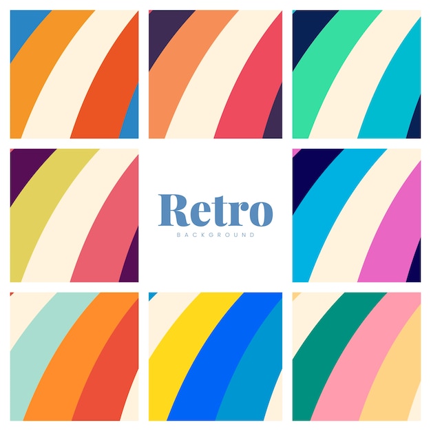 Free Vector set of colorful retro print backgrounds