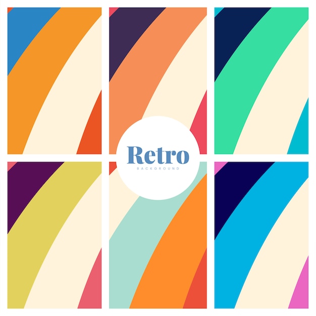 Free Vector set of colorful retro print backgrounds