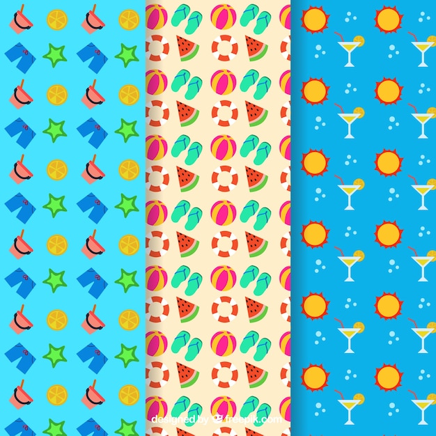 Set of colorful summer patterns