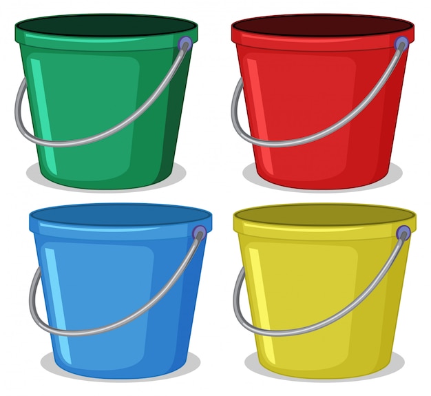 Free vector set of colourful bucket