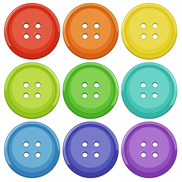 Set of colourful button