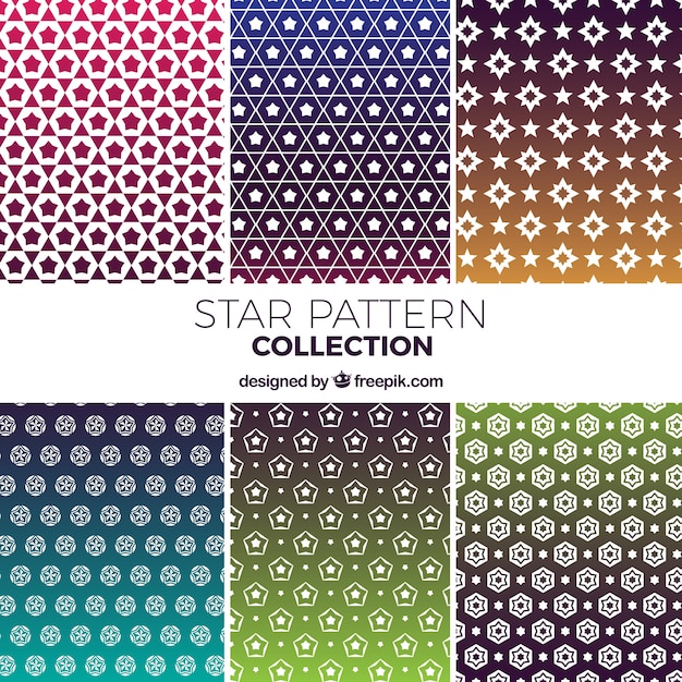 Free Vector set of colourful patterns with stars