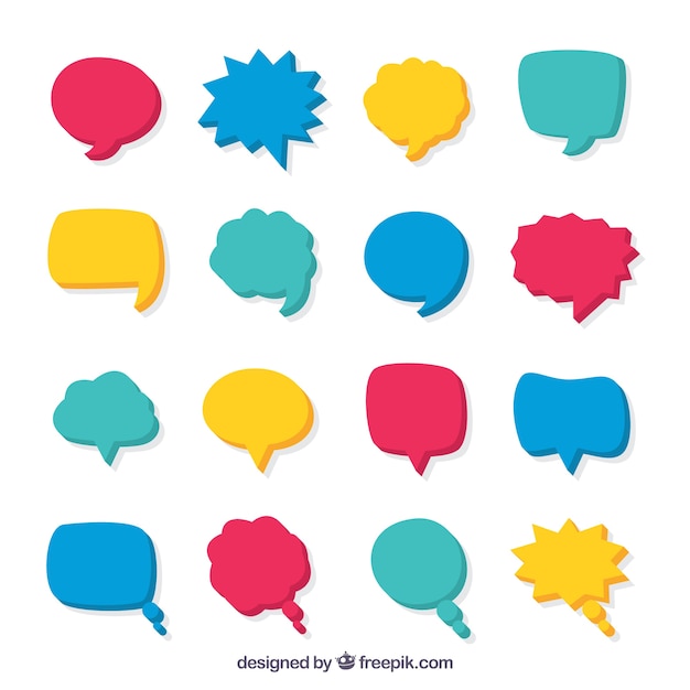 Set of comic speech bubbles in colors