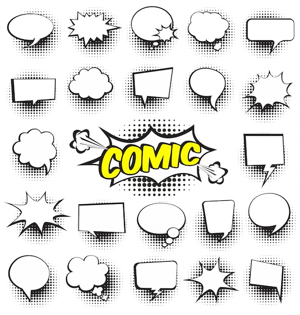 Free Vector set of comic speech bubbles