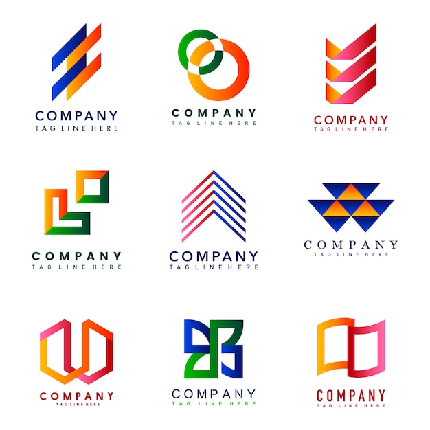 Set of company logo design ideas vector