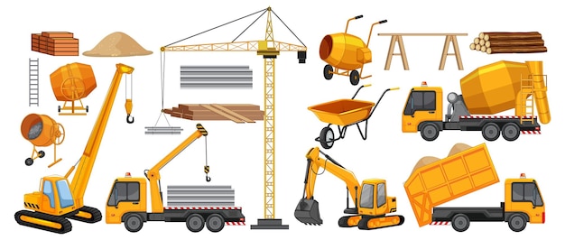 Set of construction site objects