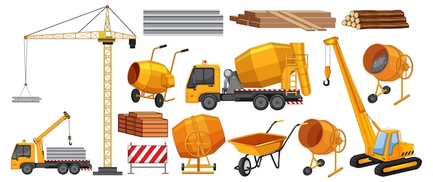 Set of construction site objects