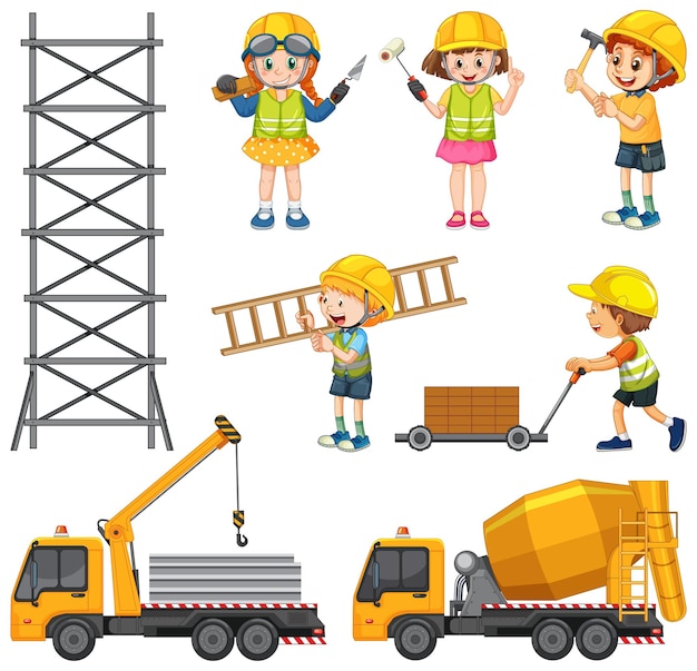 Free Vector set of construction site objects