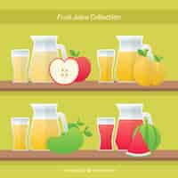 Free vector set of containers with delicious fruit juices