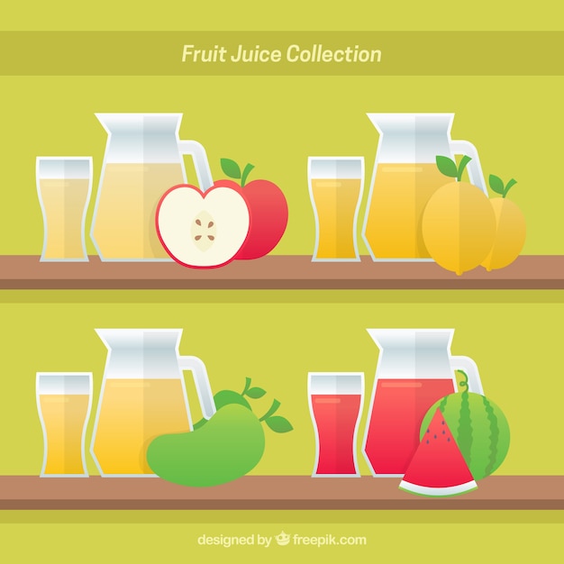 Free Vector set of containers with delicious fruit juices