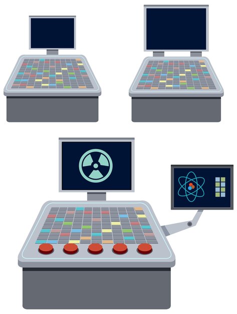 Set of control panels and monitors