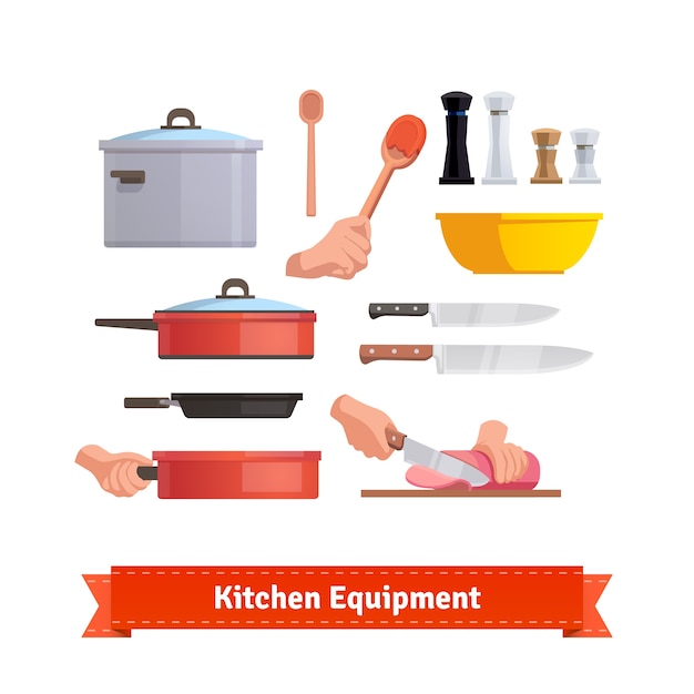 Free Vector set of cooking equipment