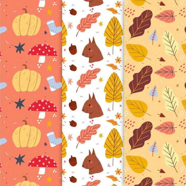 Set of creative autumn patterns