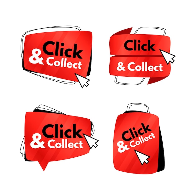 Free Vector set of creative click and collect buttons