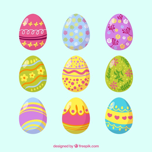 Set of creative easter eggs