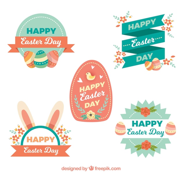 Set of creative easter labels