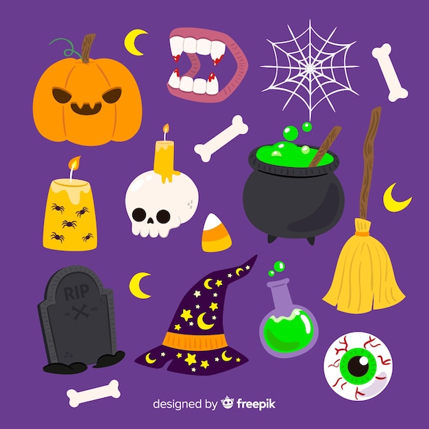 Set of creative halloween elements