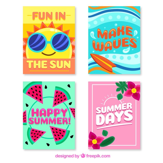 Set of creative summer cards