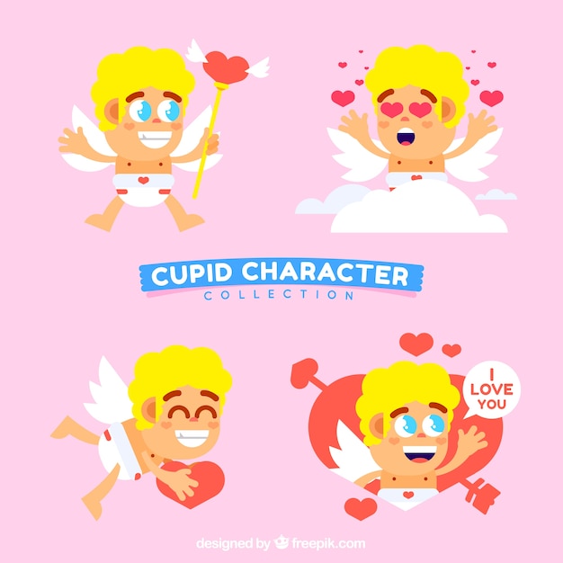 Free Vector set of cupid characters