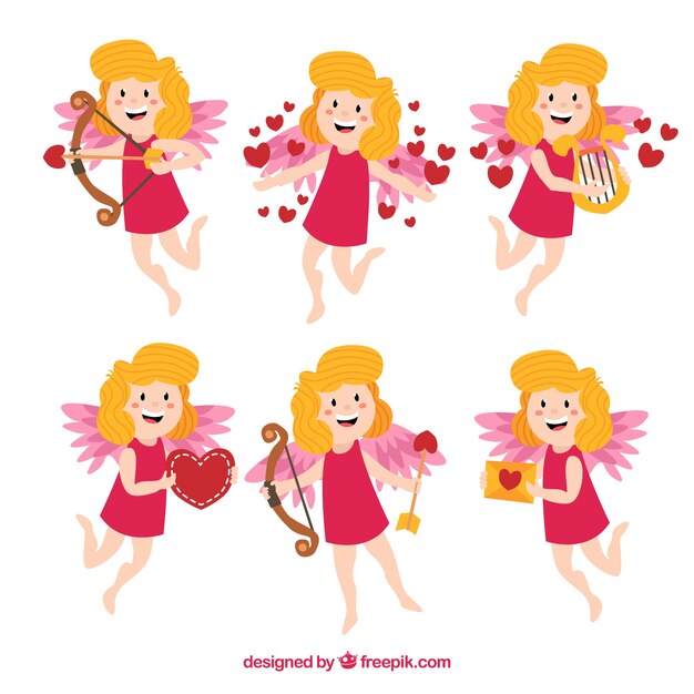 Set of cupid characters