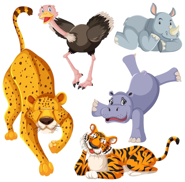 Free Vector set of cute animals cartoon character