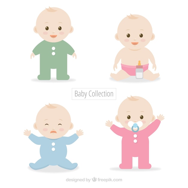 Free Vector set of cute babies