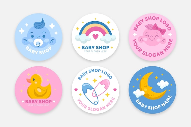 Set of cute baby logos